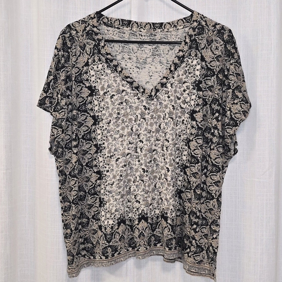 Lucky Brand Tops - 2/$30 Lucky‎ Brand  Black and Cream Patterned Blouse Size XL